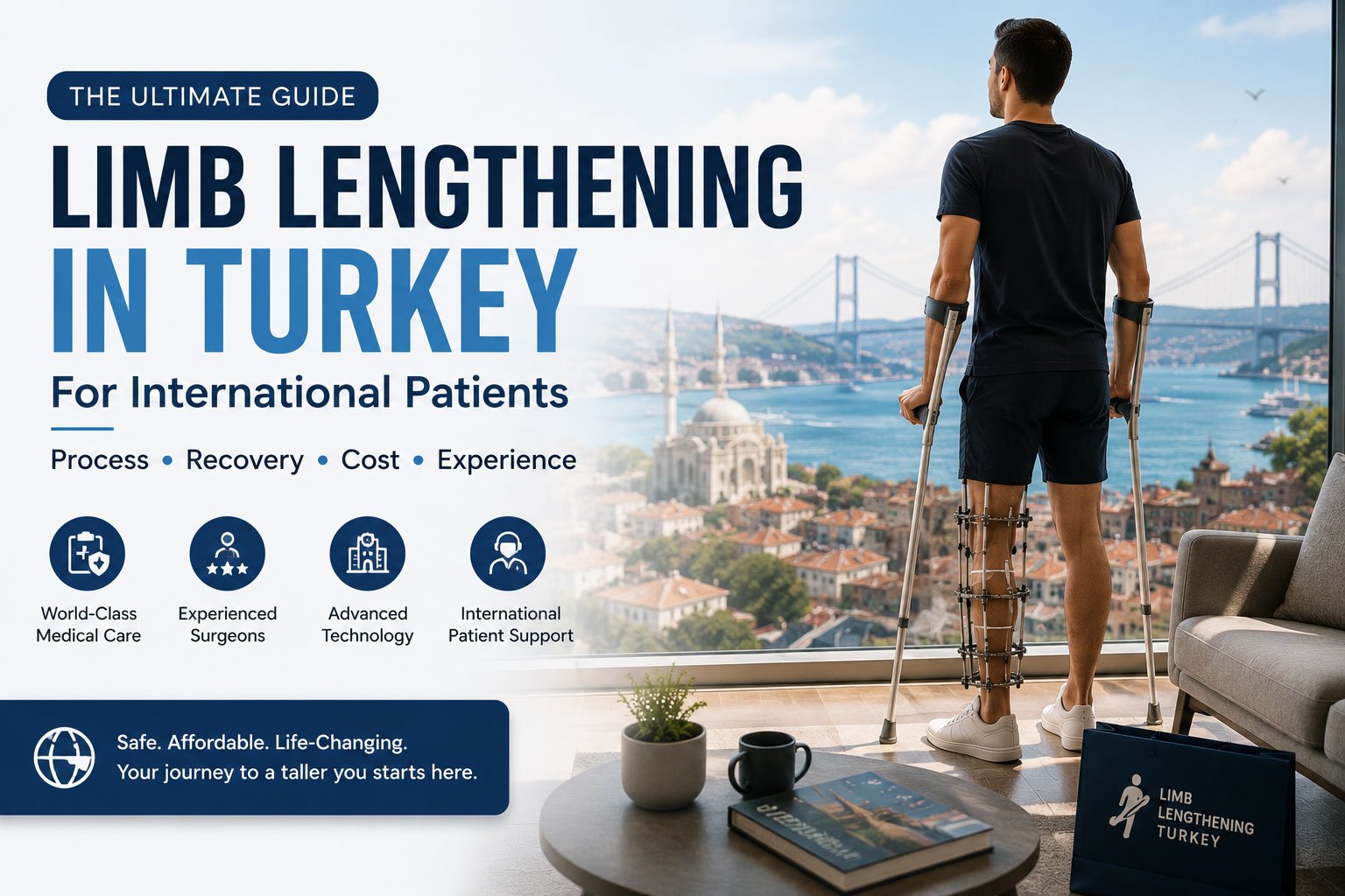 International patient during limb lengthening recovery in Turkey with Istanbul view