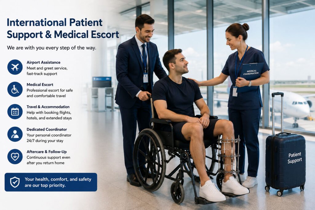 International patient receiving medical escort and airport assistance in Turkey