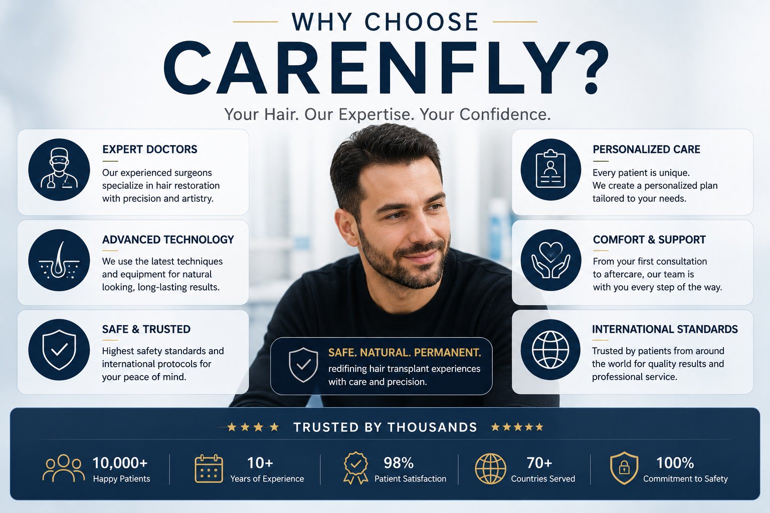 International patient support and hair transplant coordination services by Carenfly in Turkey